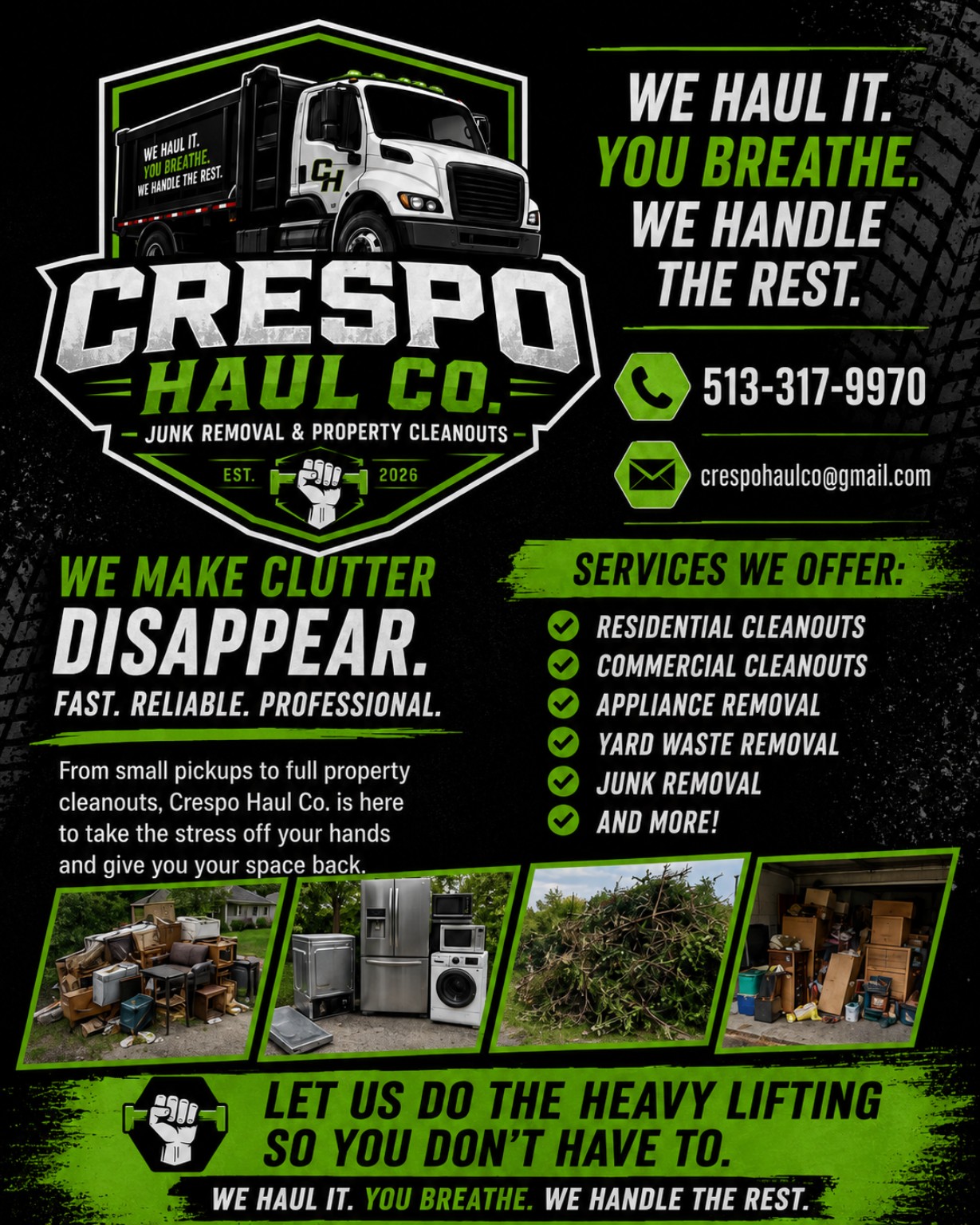 Crespo Haul Co. services flyer